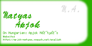 matyas apjok business card